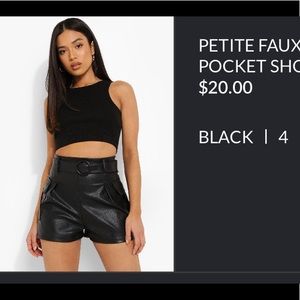 NWT Boohoo Petite Faux Leather Shorts